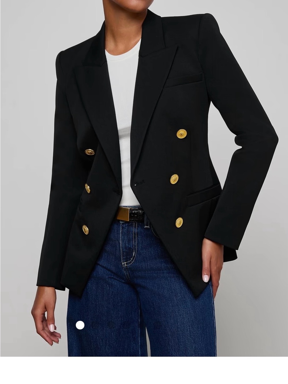Lane Bryant Black Double-Breasted Blazer with Gold Buttons